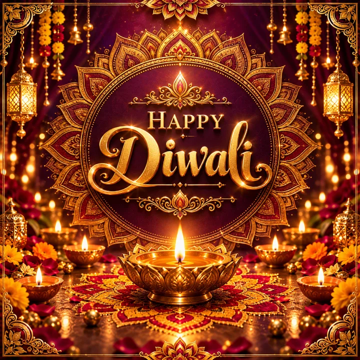 Sample Image: Luxury Golden Mandalas Happy Diwali Social Media Card