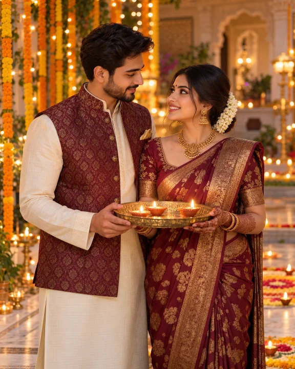 Sample Image: Romantic Traditional Diya Portrait
