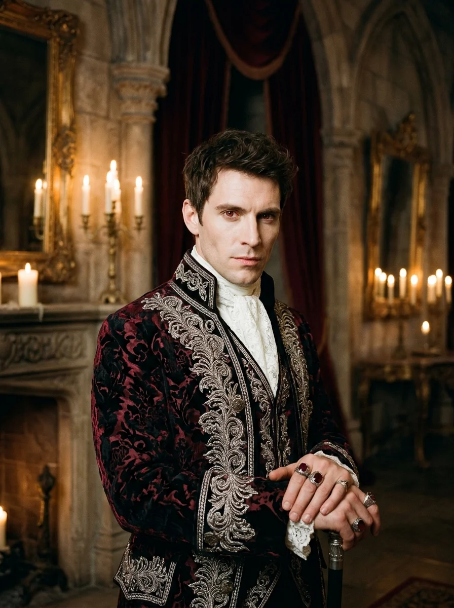 Gemini Reference: Baroque Vampire Royalty in Gothic Ballroom