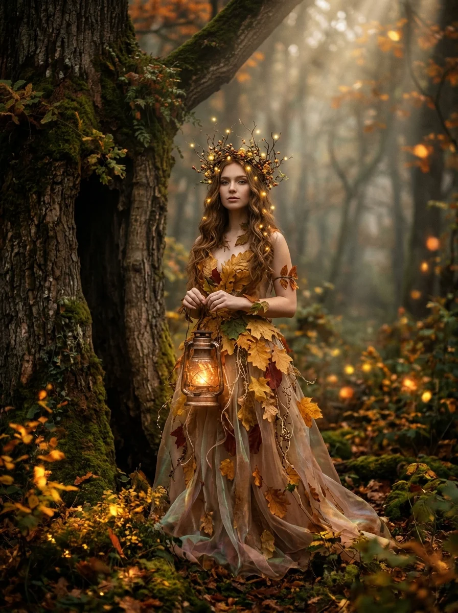 Gemini Reference: Enchanted Autumn Forest Fairy in Twilight Woods